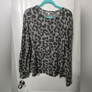 Time and Tru Charcoal Leopard Print Sweatee